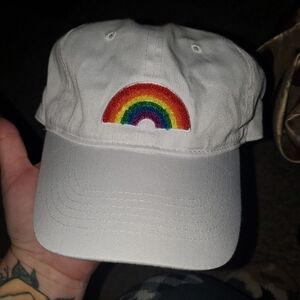 White Hat with Rainbow Accent